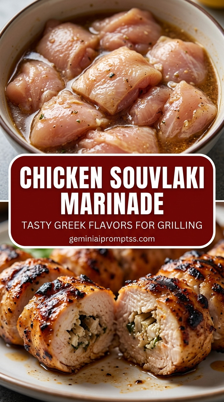 Chicken souvlaki marinade with tender chicken and lemon-garlic yogurt sauce