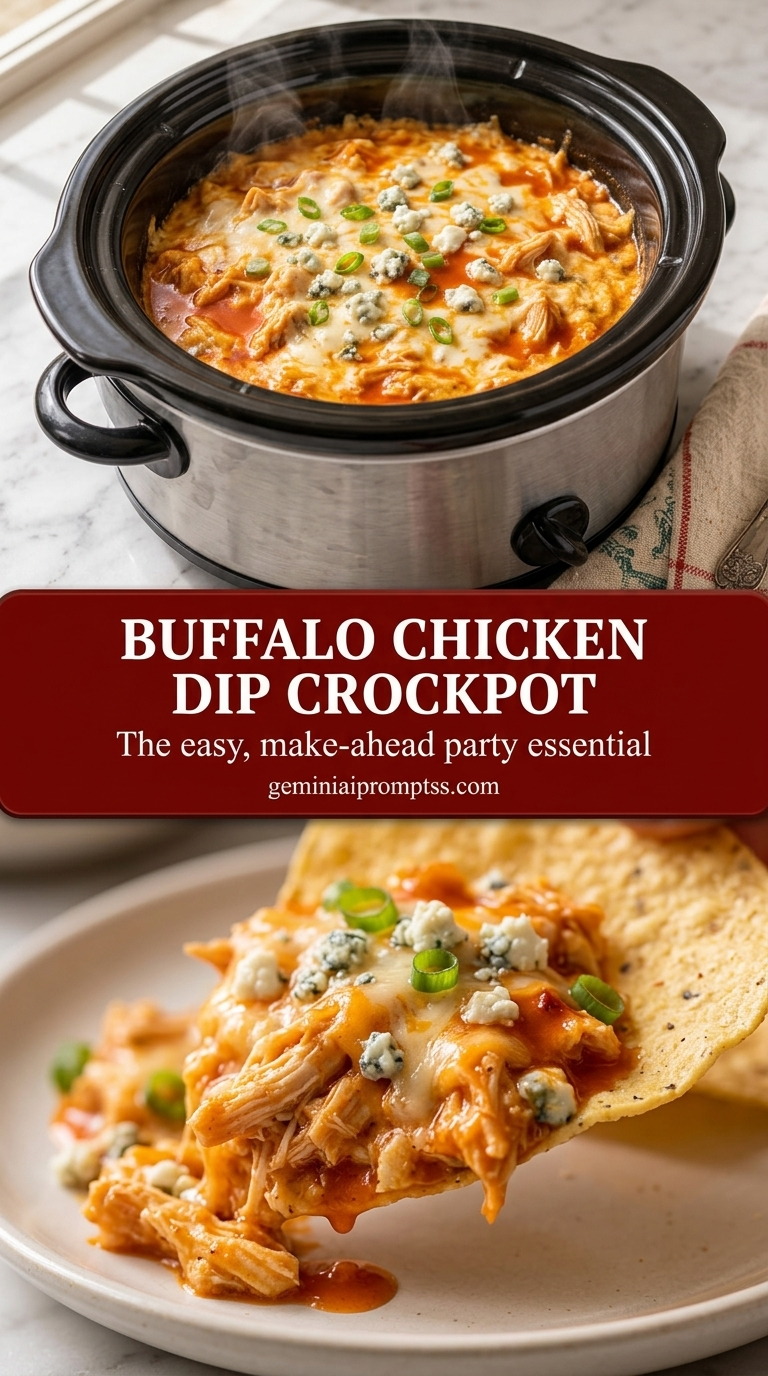 Buffalo chicken dip crockpot with creamy buffalo sauce chicken dip, melted cheddar, and ranch seasoning