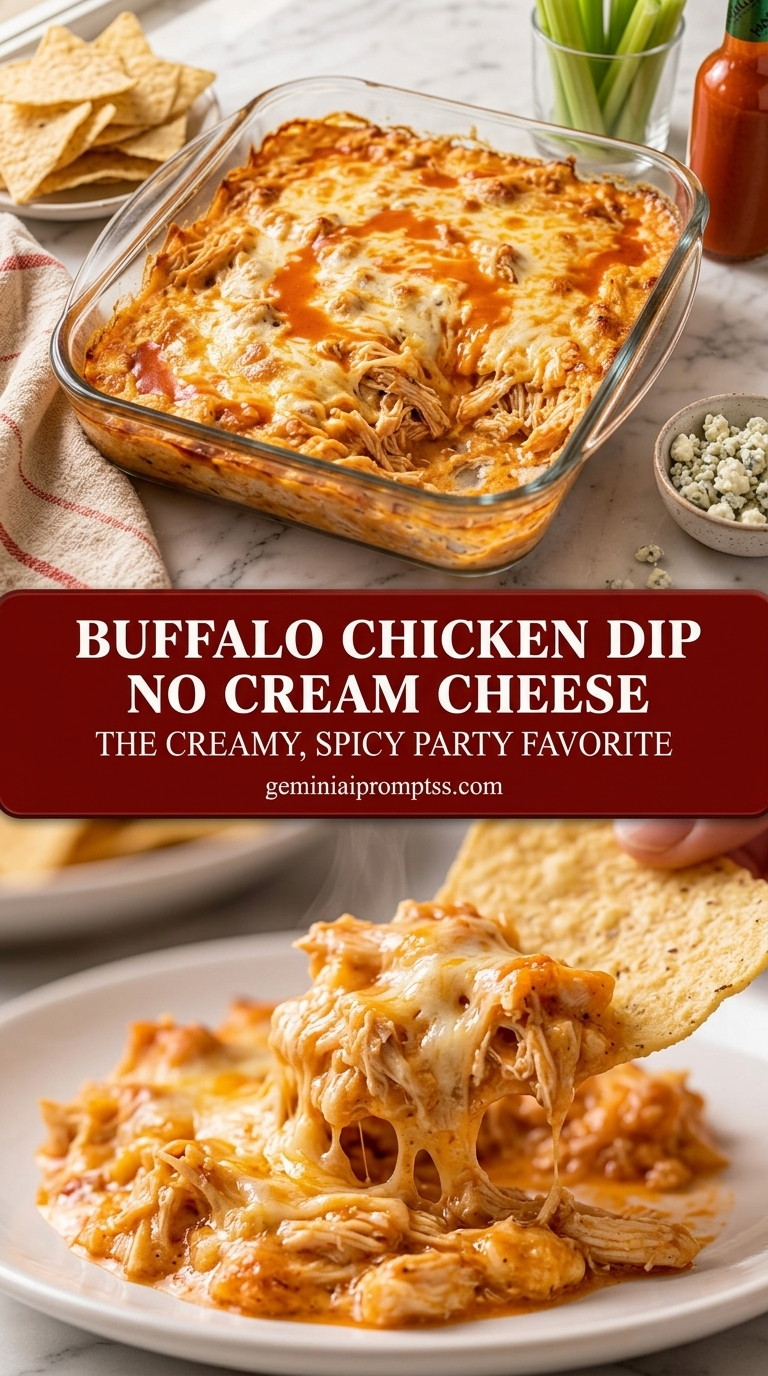 Buffalo chicken dip no cream cheese with creamy buffalo sauce chicken dip, melted cheddar, and corn chips