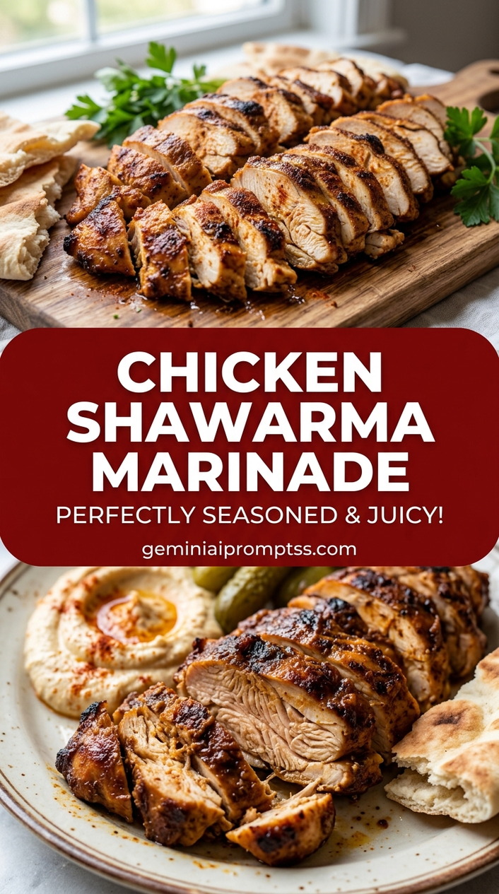 Chicken shawarma marinade with tender chicken and garlic tahini-style sauce