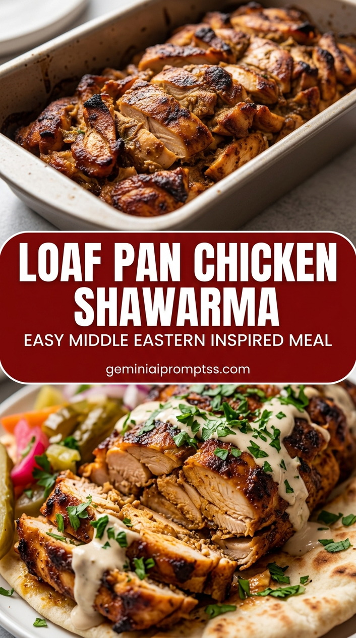 Loaf pan chicken shawarma with tender chicken and garlic tahini-style sauce