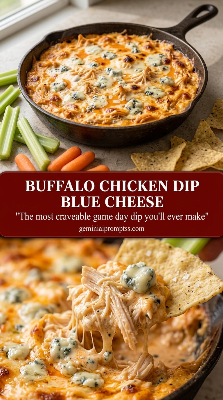 Buffalo chicken dip blue cheese with creamy wing sauce chicken dip, melted blue cheese, and blue cheese crumbles