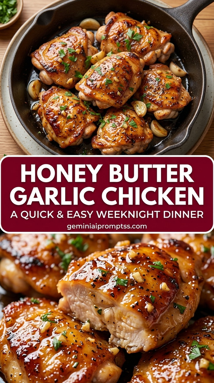 Honey butter garlic chicken with bite-size chicken pieces with browned edges, glossy sauce, and fresh garnish