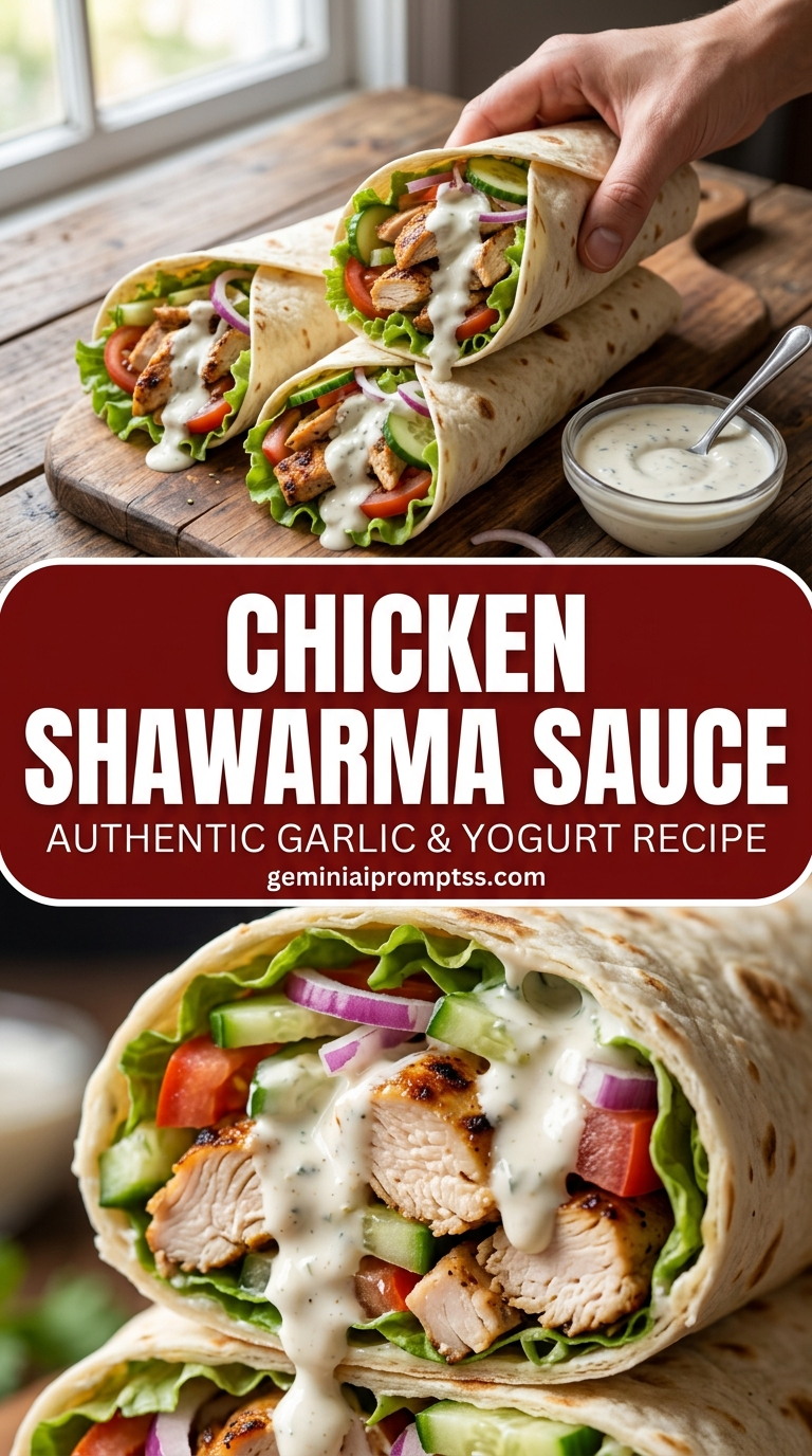 Chicken shawarma sauce with tender chicken and garlic tahini-style sauce