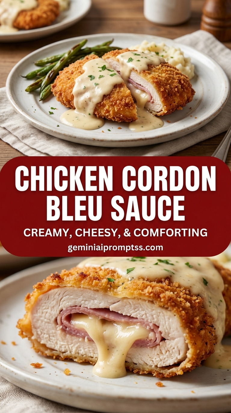 Chicken cordon bleu sauce with tender chicken and creamy Dijon cheese sauce
