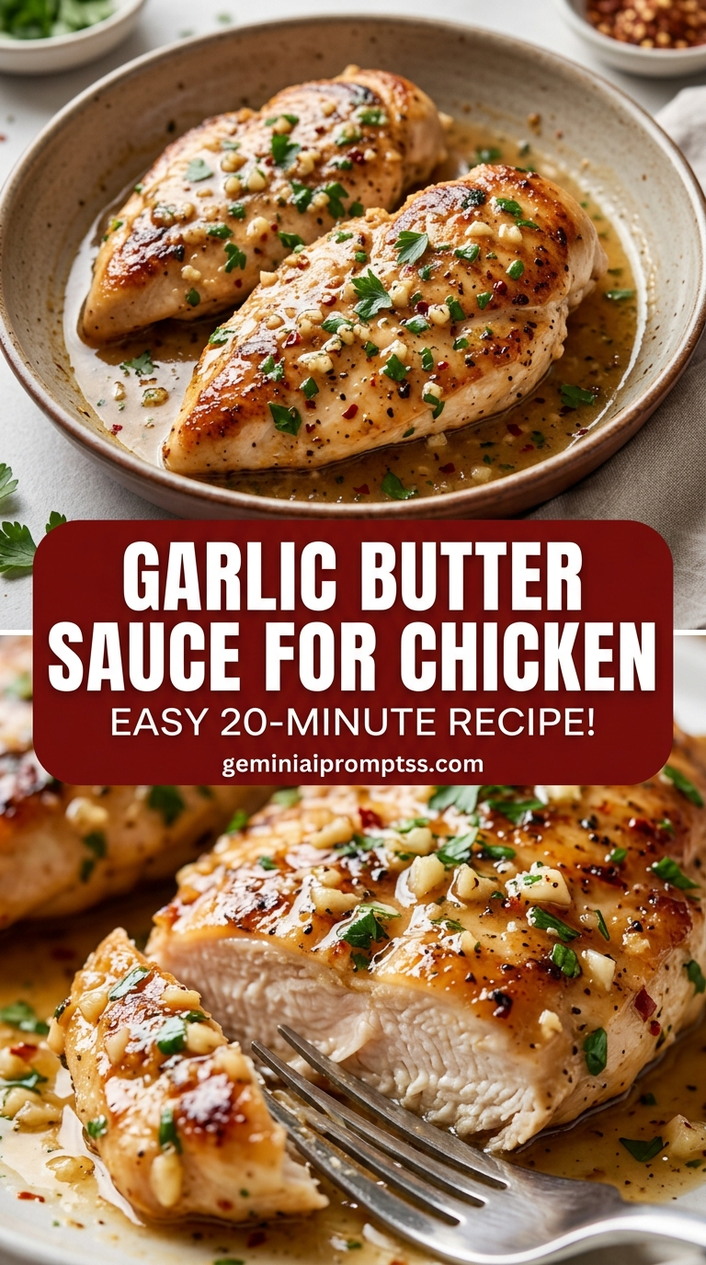 Garlic butter sauce for chicken with bite-size chicken pieces with browned edges, glossy sauce, and fresh garnish