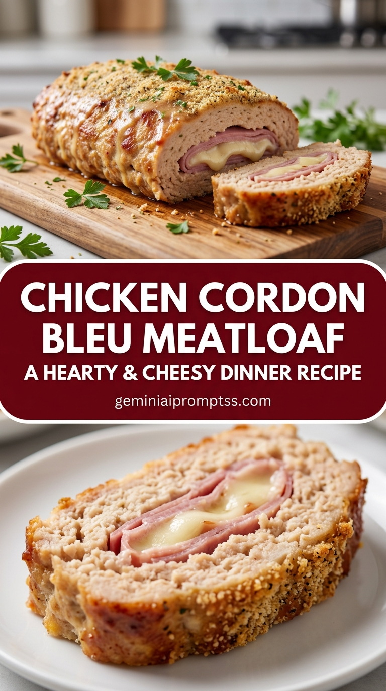 Chicken cordon bleu meatloaf with tender chicken and creamy Dijon cheese sauce