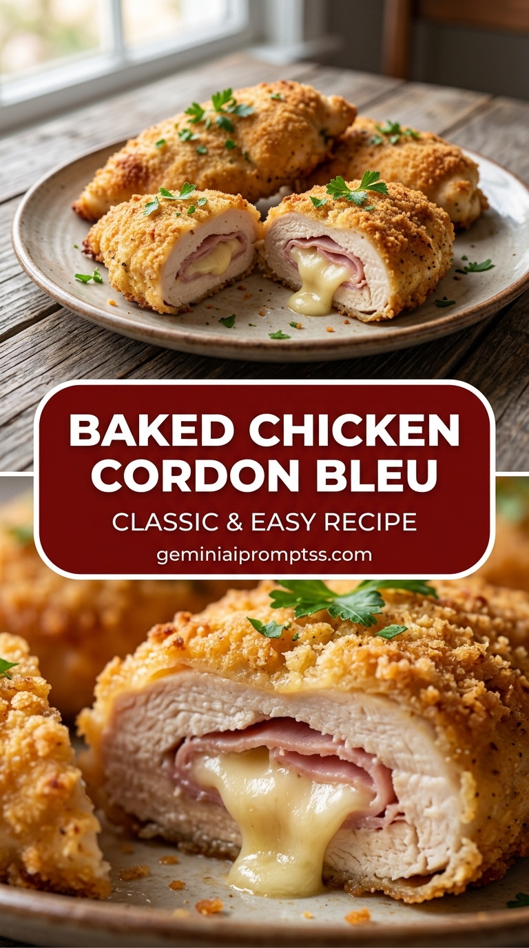 Baked chicken cordon bleu with tender chicken and creamy Dijon cheese sauce