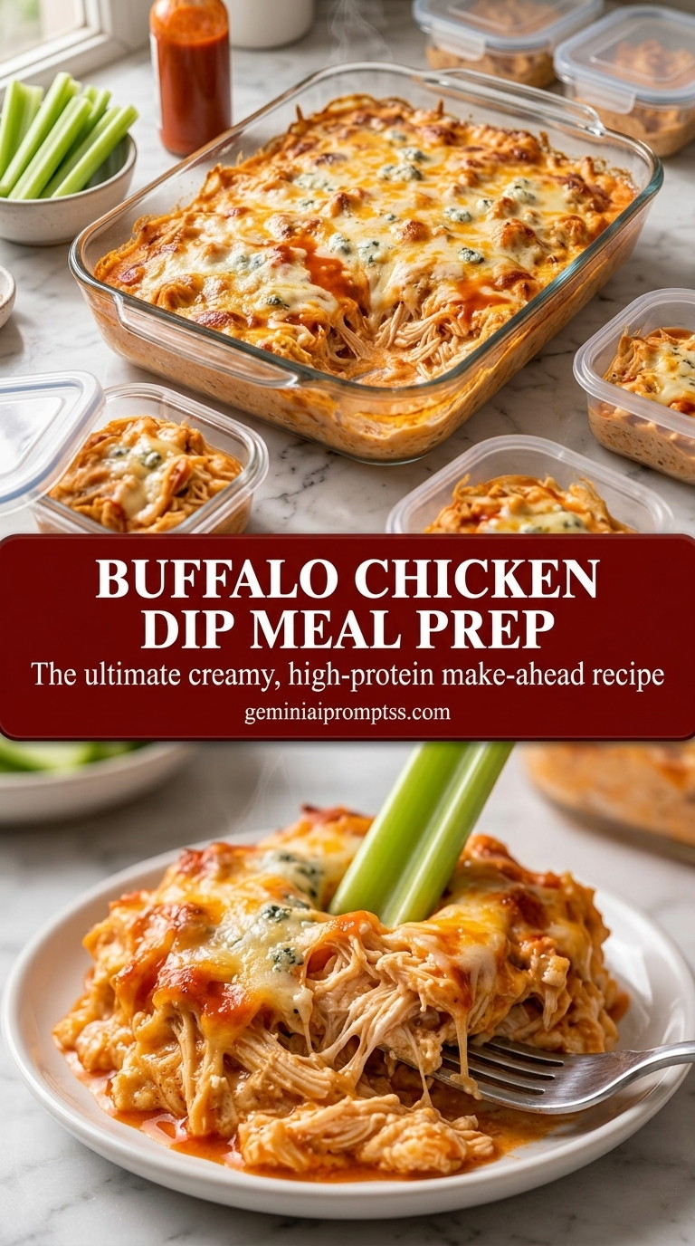 Buffalo chicken dip meal prep with creamy buffalo sauce chicken dip, melted cheddar, and oat crumbs