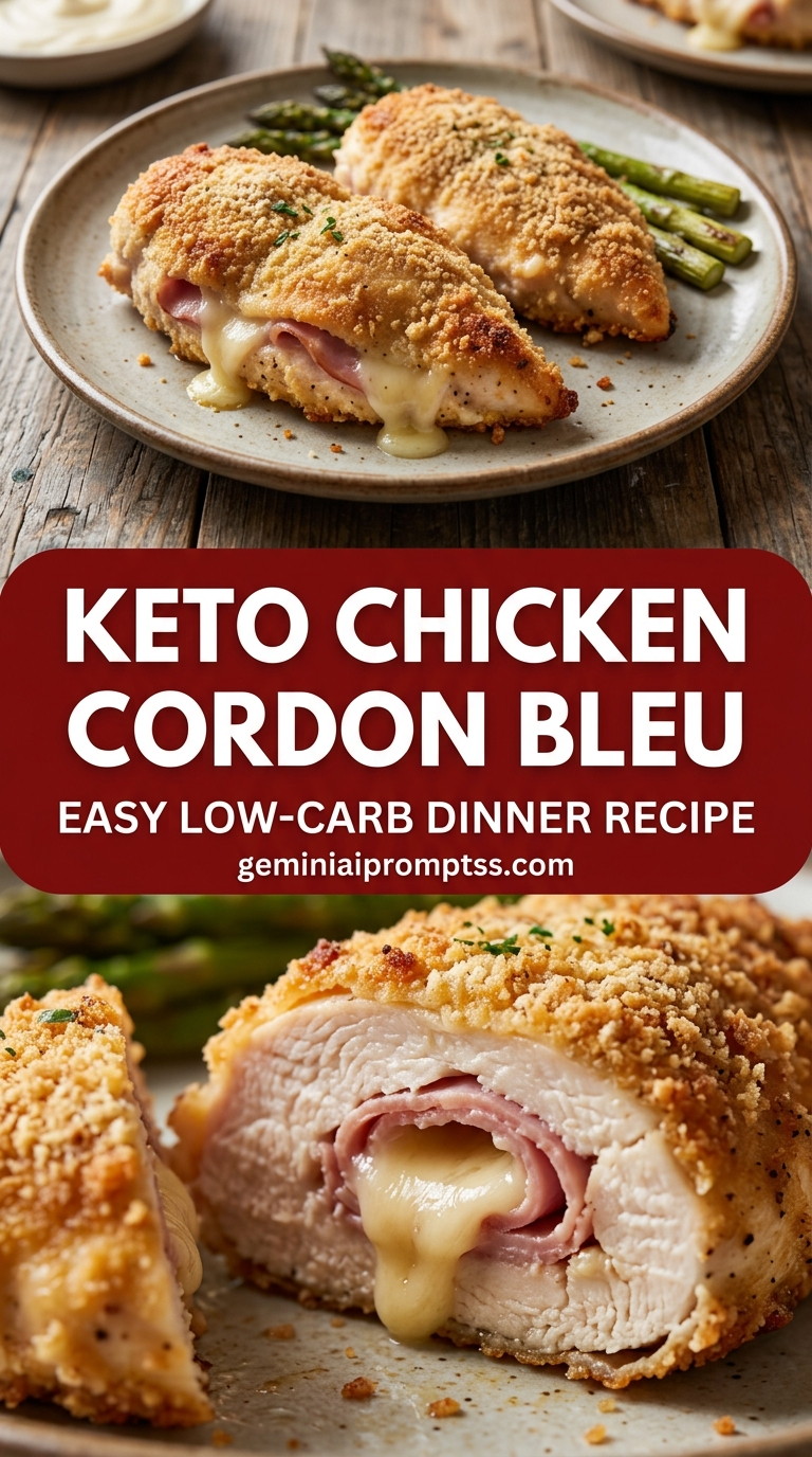 Keto chicken cordon bleu with tender chicken and creamy Dijon cheese sauce