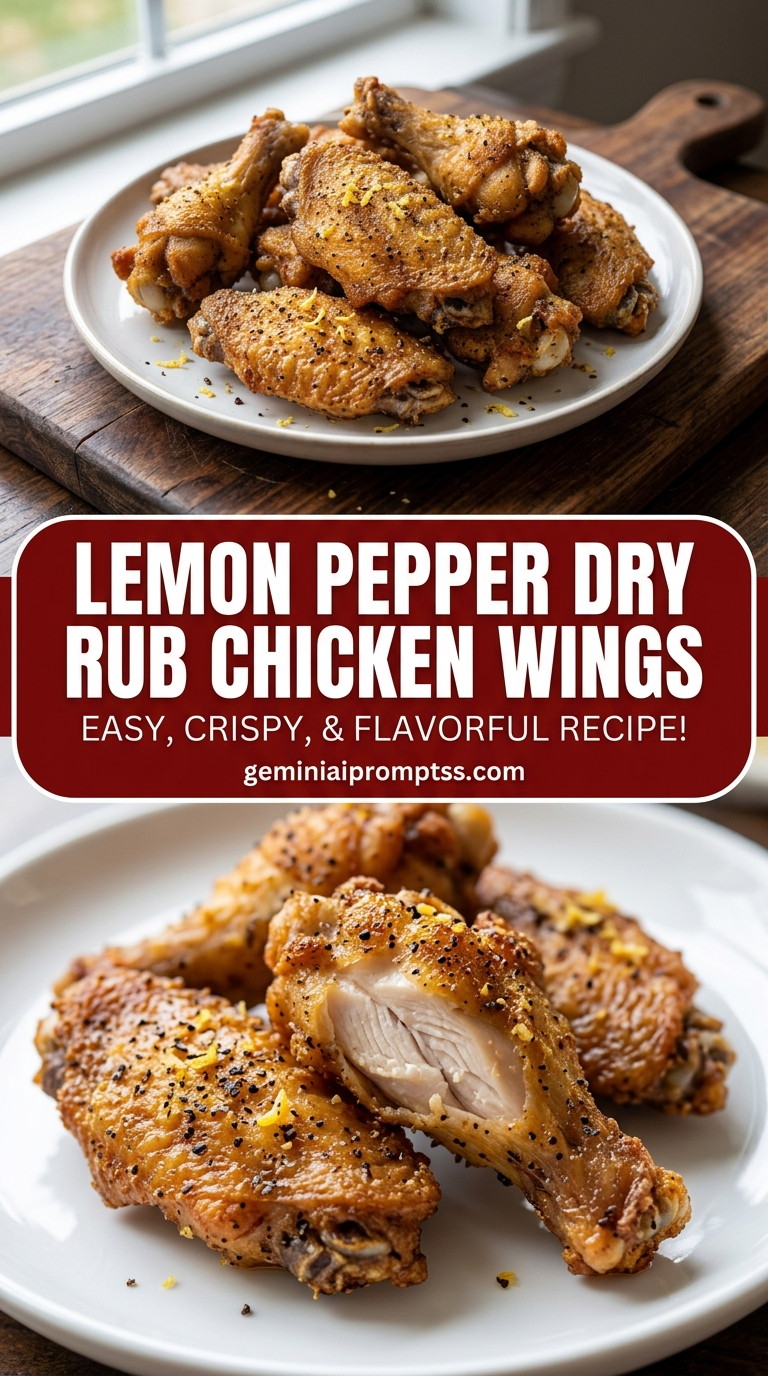 Lemon pepper dry rub chicken wings with small chicken wings with crisp edges, glossy sauce, and fresh garnish