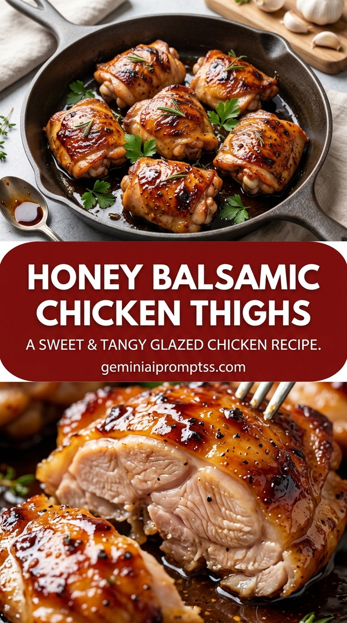 Honey balsamic chicken thighs with chicken thighs that stay juicy while the edges brown, glossy sauce, and fresh garnish