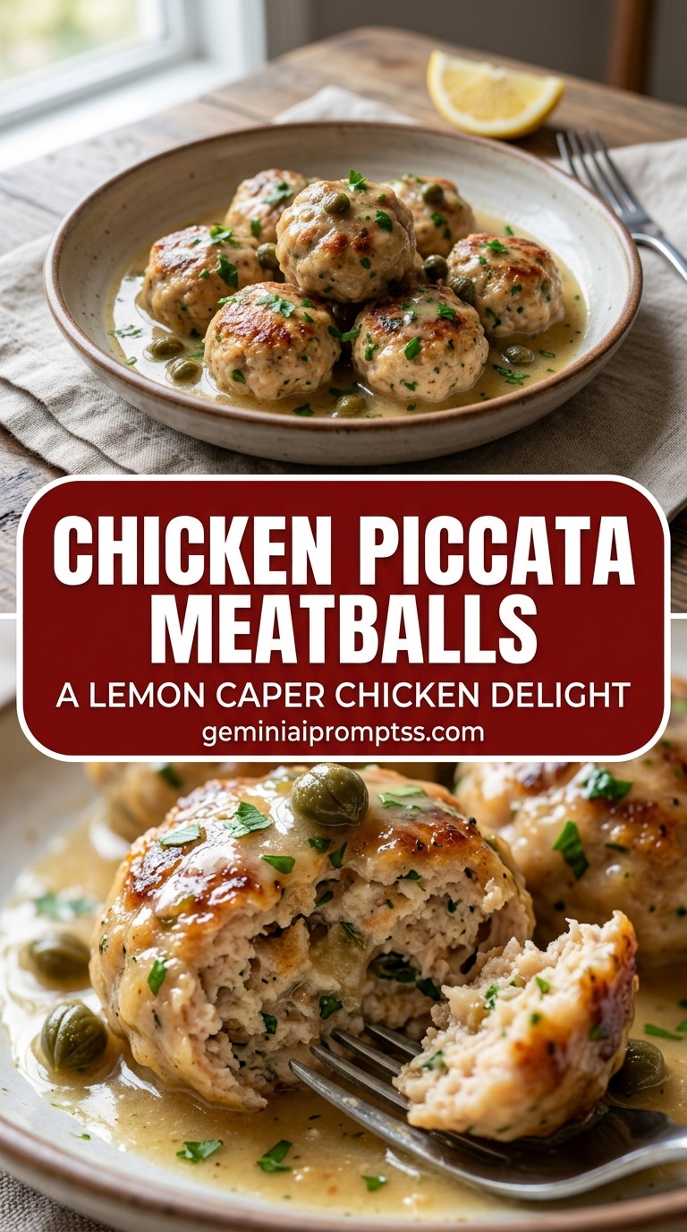 Chicken piccata meatballs with tender chicken and lemon-caper pan sauce