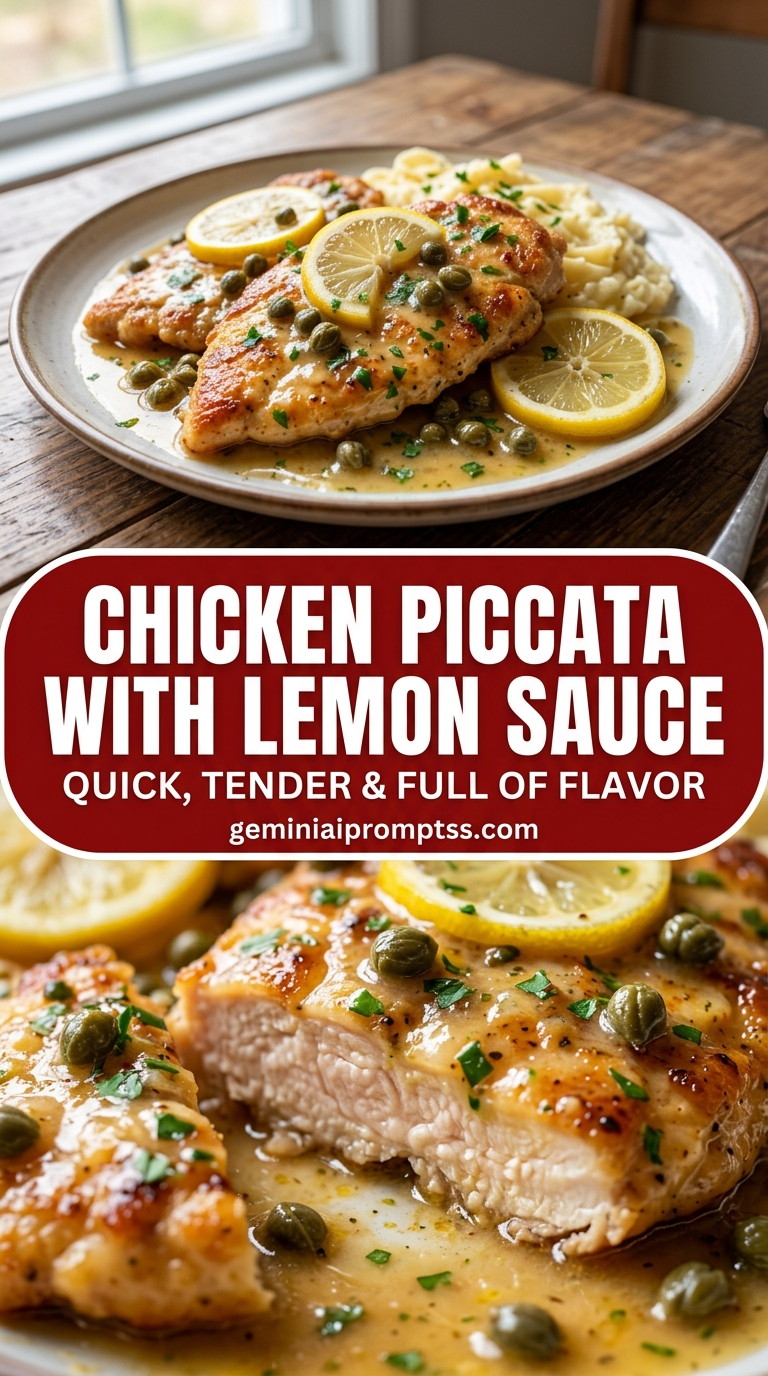 Chicken piccata with lemon sauce with tender chicken and lemon-caper pan sauce