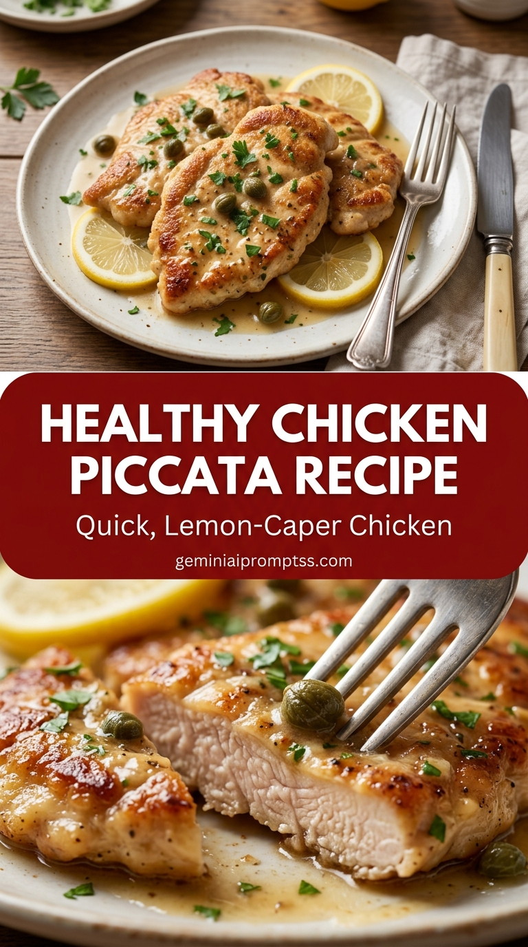 Healthy chicken piccata recipe with tender chicken and lemon-caper pan sauce