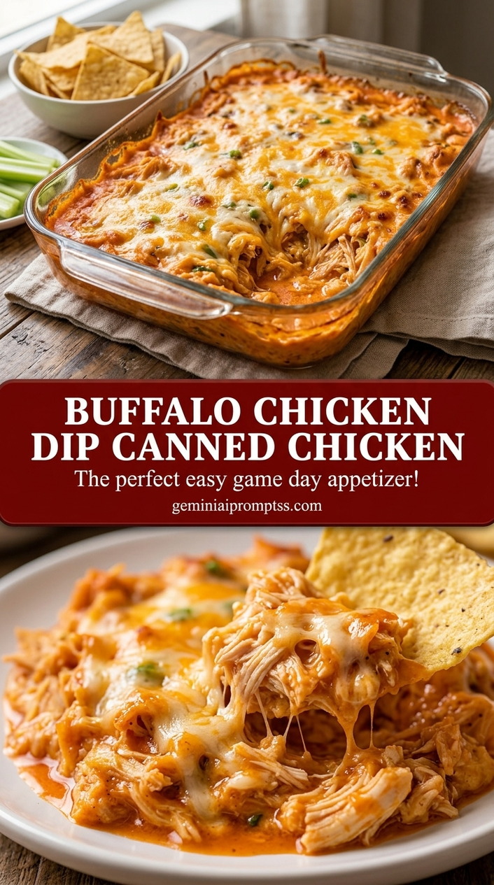 Buffalo chicken dip canned chicken with creamy buffalo sauce chicken dip, melted cheddar, and crushed crackers