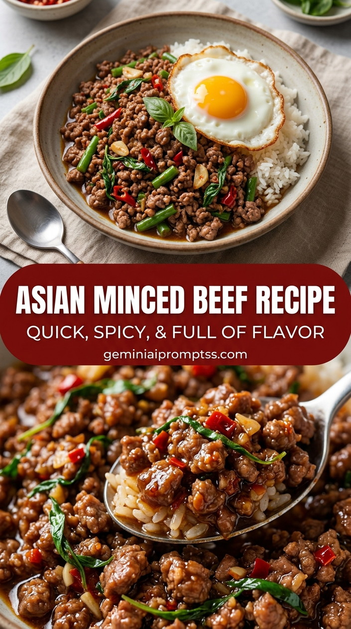 Asian Minced Beef Recipe with lean ground beef, onion, garlic, and a colorful vegetable, and a savory finish