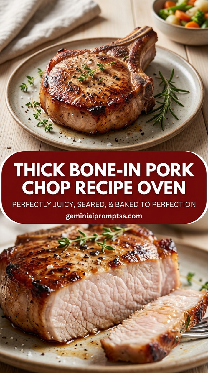 Thick Bone-In Pork Chop Recipe Oven with bone-in or boneless pork chops, onion and a seasonal vegetable, and a savory finish