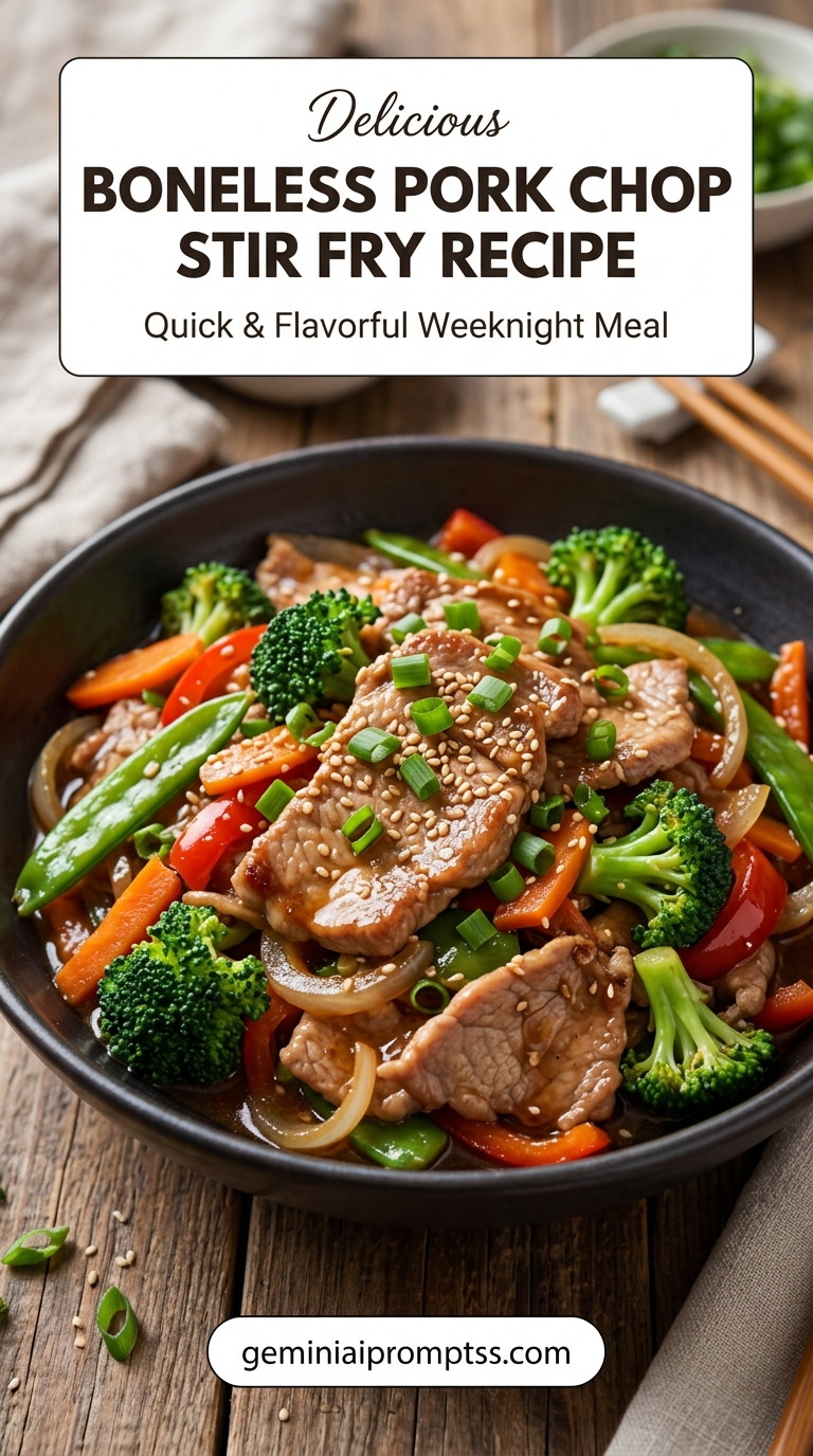 Boneless pork chop stir fry recipe with tender pork and flavorful sauce