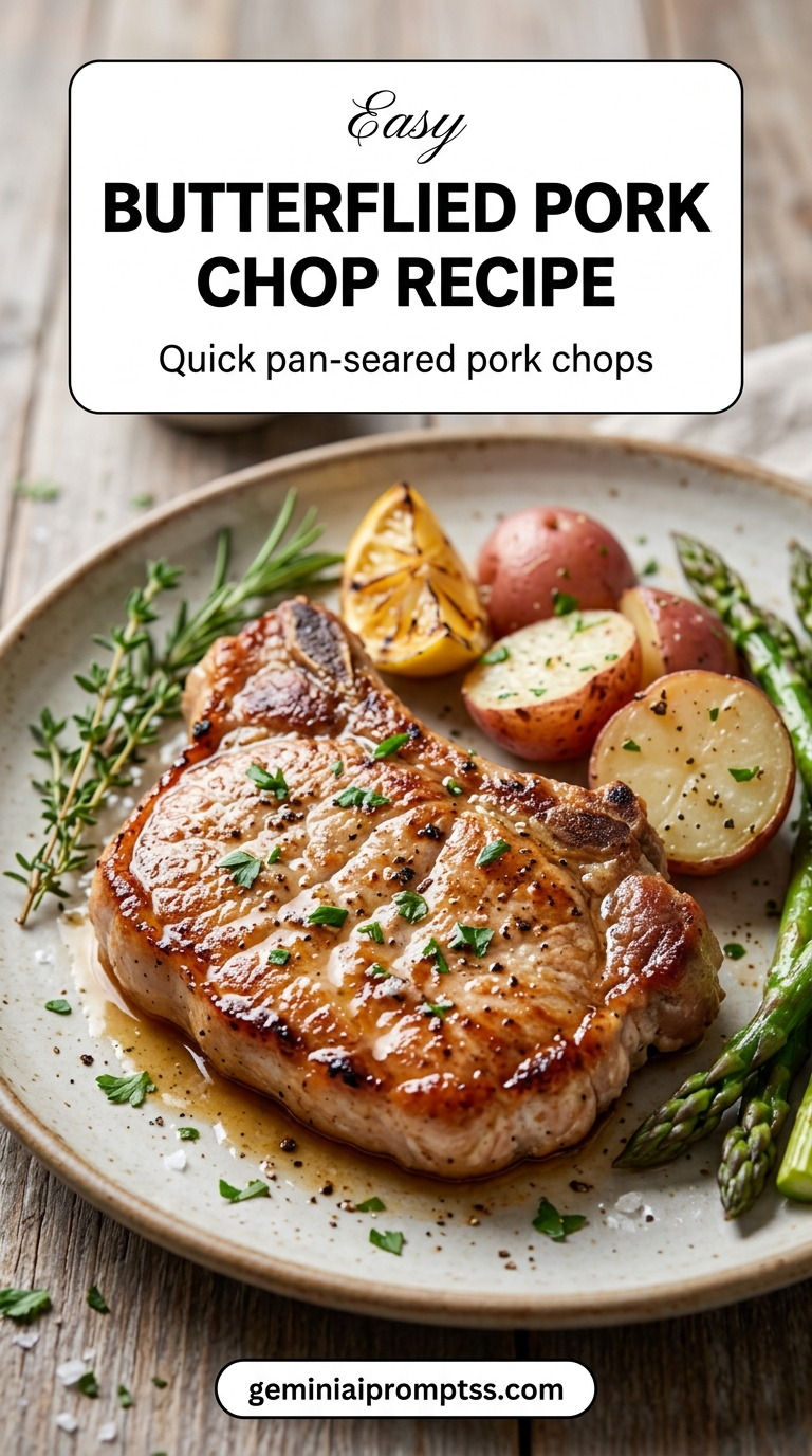 Butterflied pork chop recipe with tender pork and flavorful sauce
