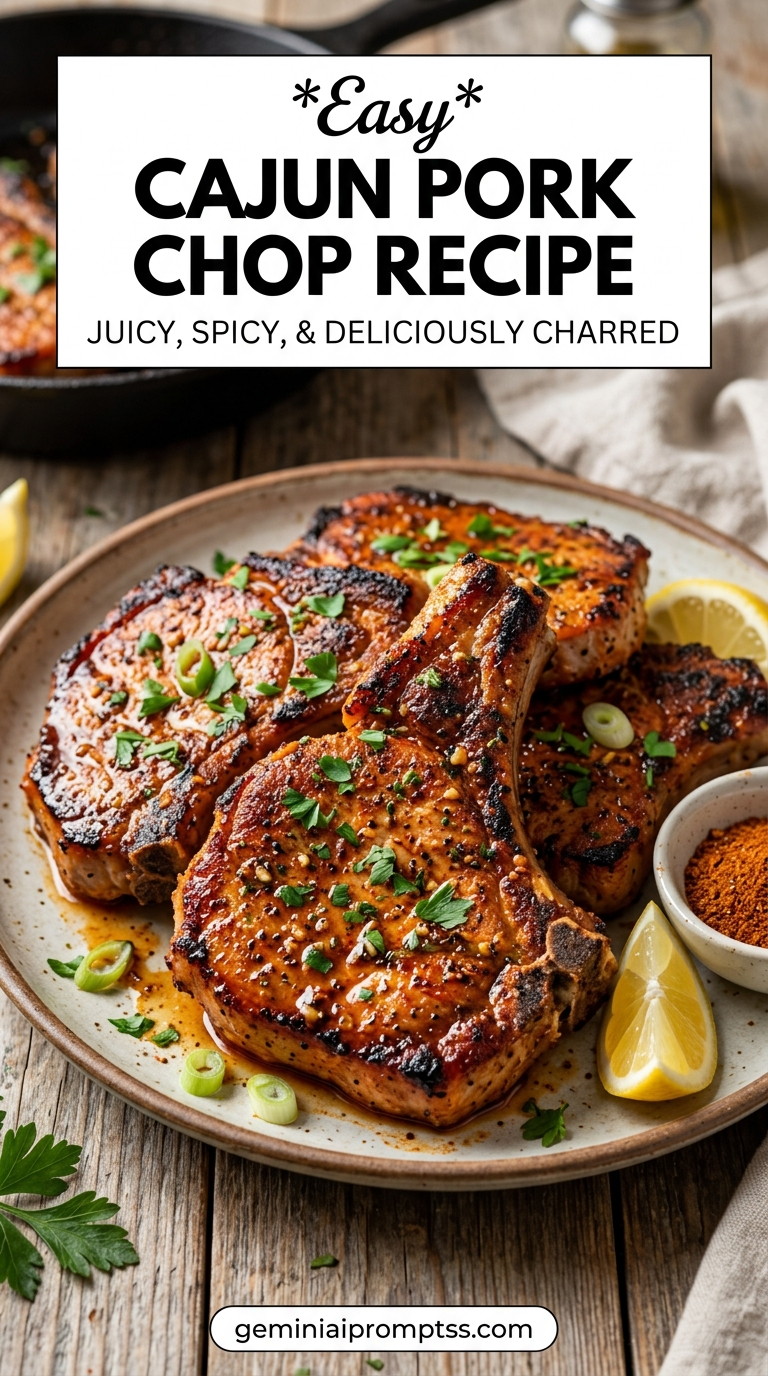 Cajun pork chop recipe with tender pork and flavorful sauce