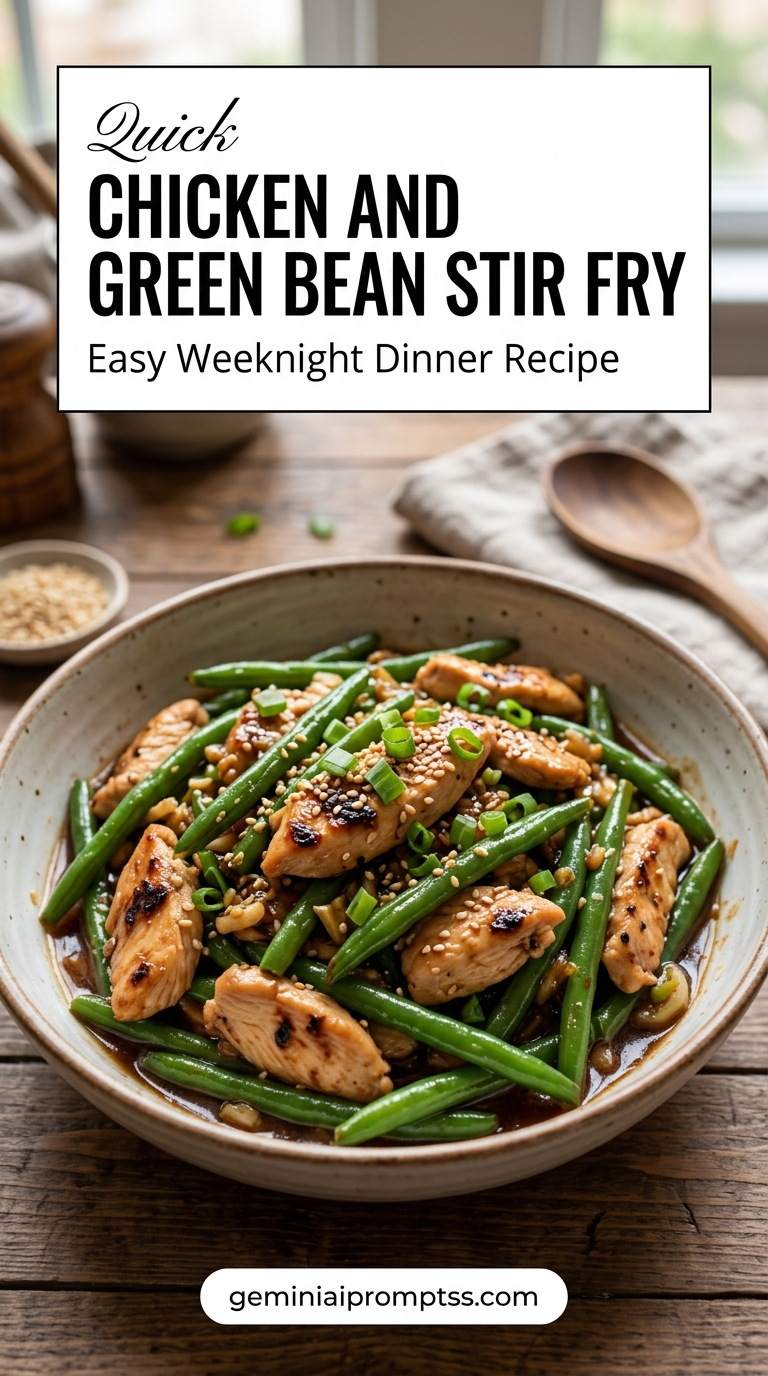 Chicken and green bean stir fry with tender chicken and glossy stir-fry sauce