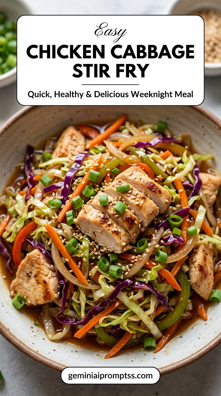 Chicken cabbage stir fry with tender chicken and glossy stir-fry sauce
