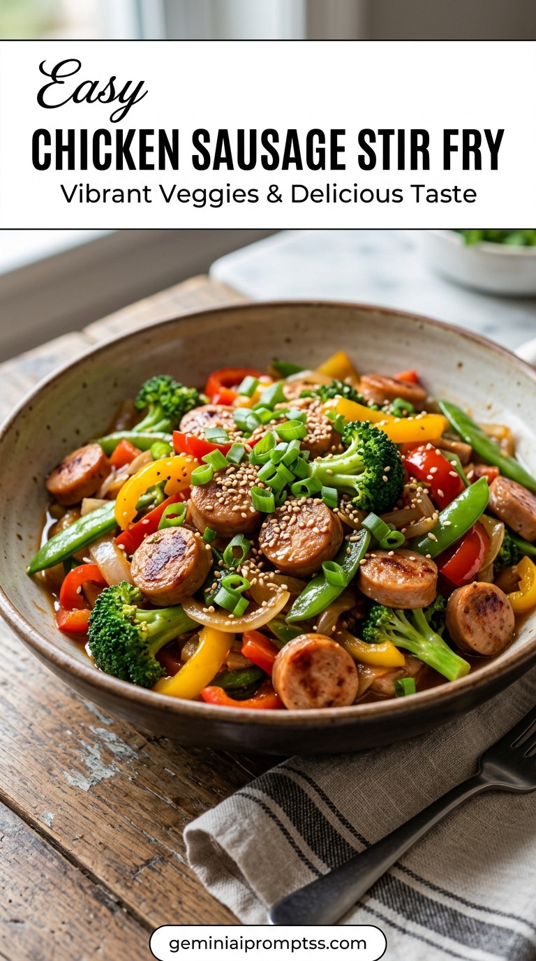 Chicken sausage stir fry with tender chicken and glossy stir-fry sauce