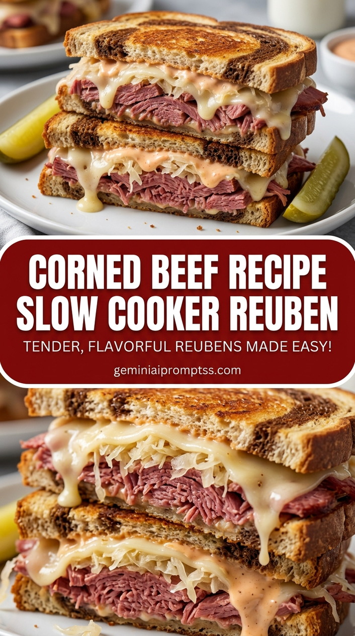 Corned Beef Recipe Slow Cooker Reuben with corned beef brisket, cabbage, carrots, and potatoes, and a savory finish