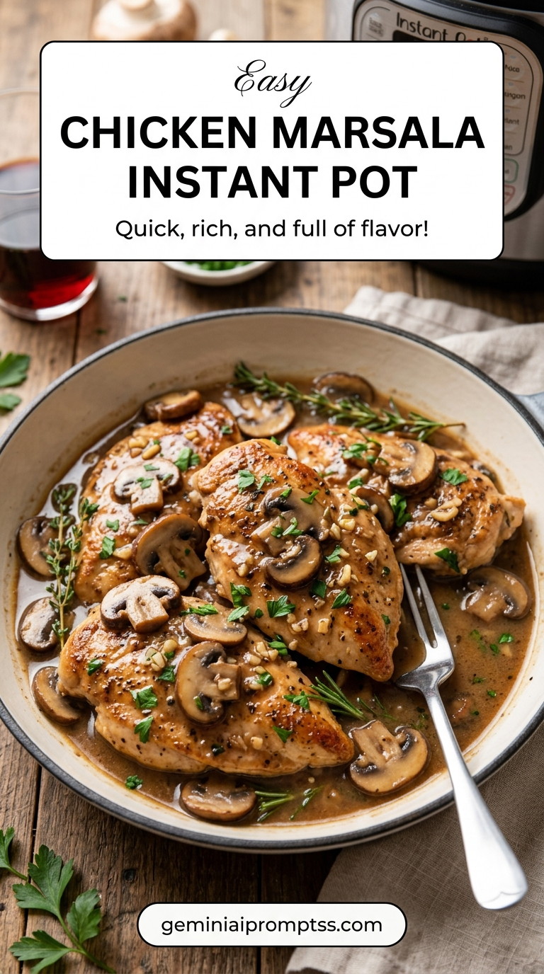 Healthy chicken marsala with tender chicken and rich mushroom Marsala sauce