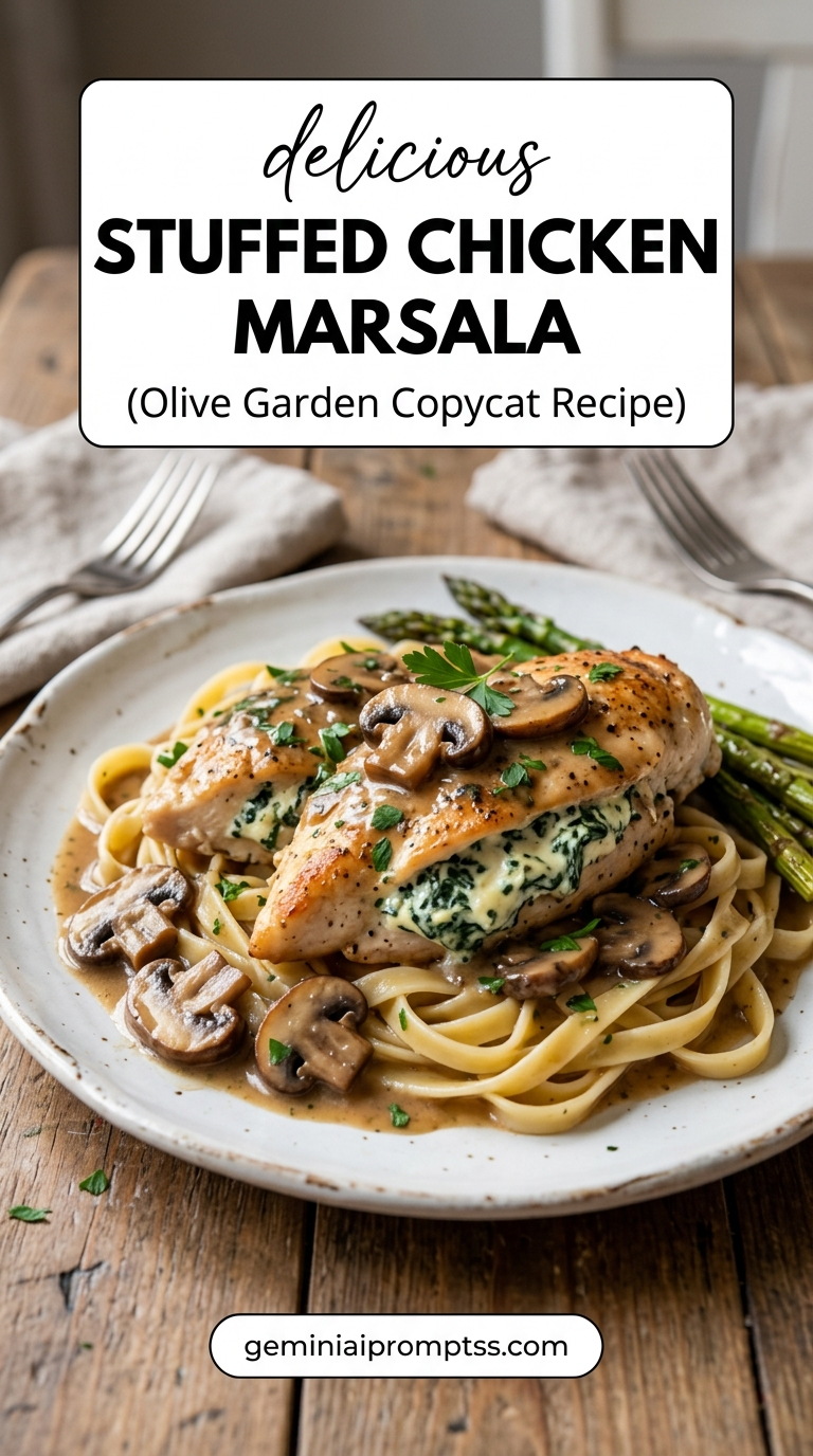 Stuffed chicken marsala Olive Garden with tender chicken and rich mushroom Marsala sauce