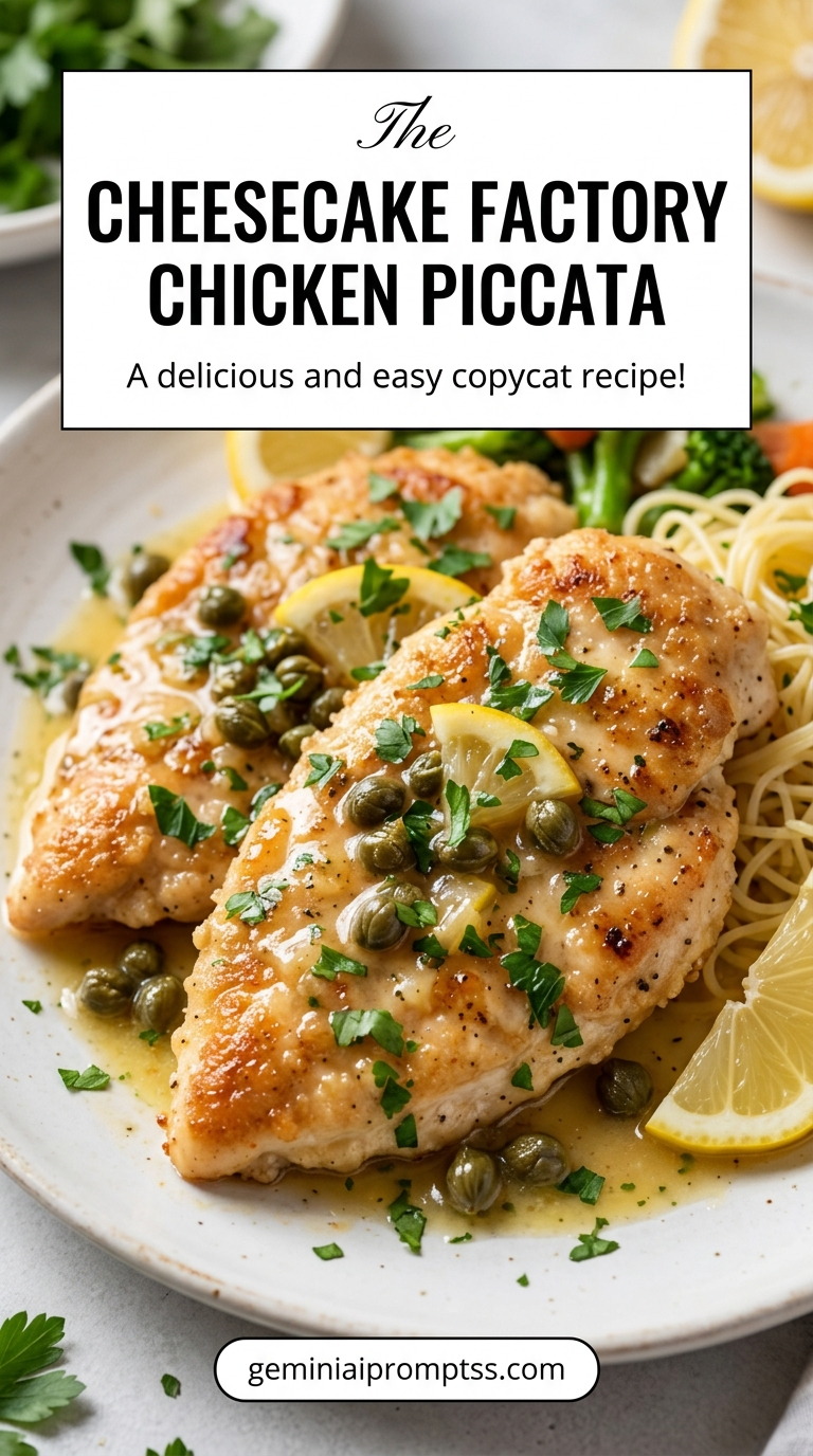 Cheesecake Factory chicken piccata with tender chicken and lemon-caper pan sauce