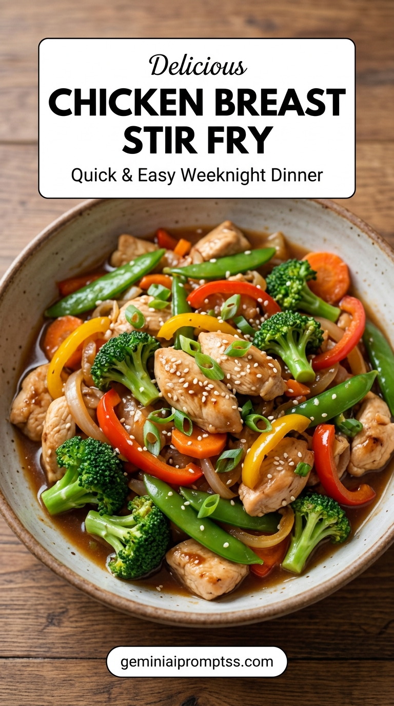 Chicken breast stir fry with tender chicken and glossy stir-fry sauce