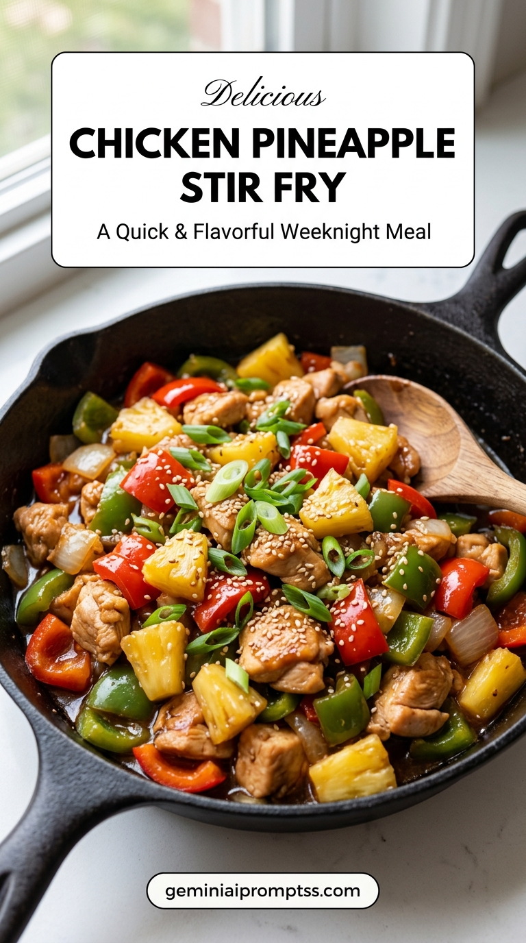 Chicken pineapple stir fry with tender chicken and glossy stir-fry sauce