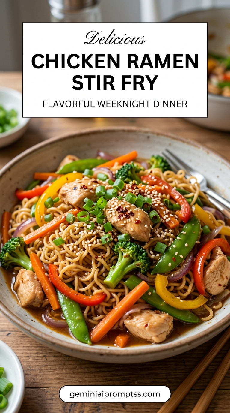 Chicken ramen stir fry with tender chicken and glossy stir-fry sauce