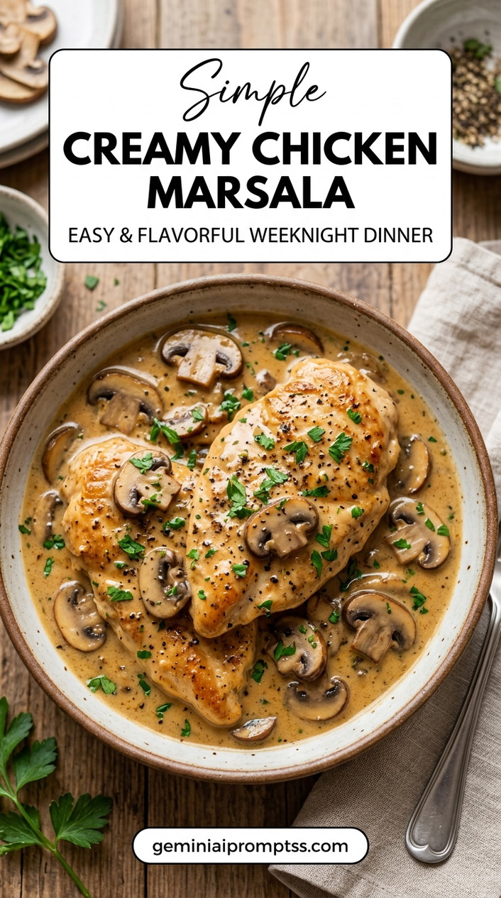 Creamy chicken marsala with tender chicken and rich mushroom Marsala sauce