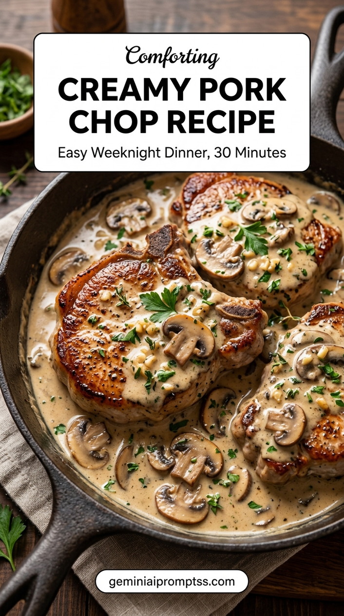 Creamy pork chop recipe with tender pork and flavorful sauce
