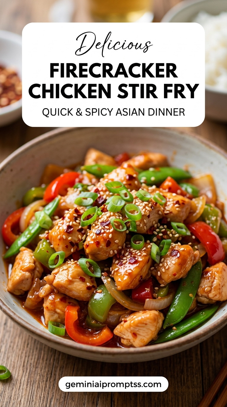 Firecracker chicken stir fry with tender chicken and glossy stir-fry sauce