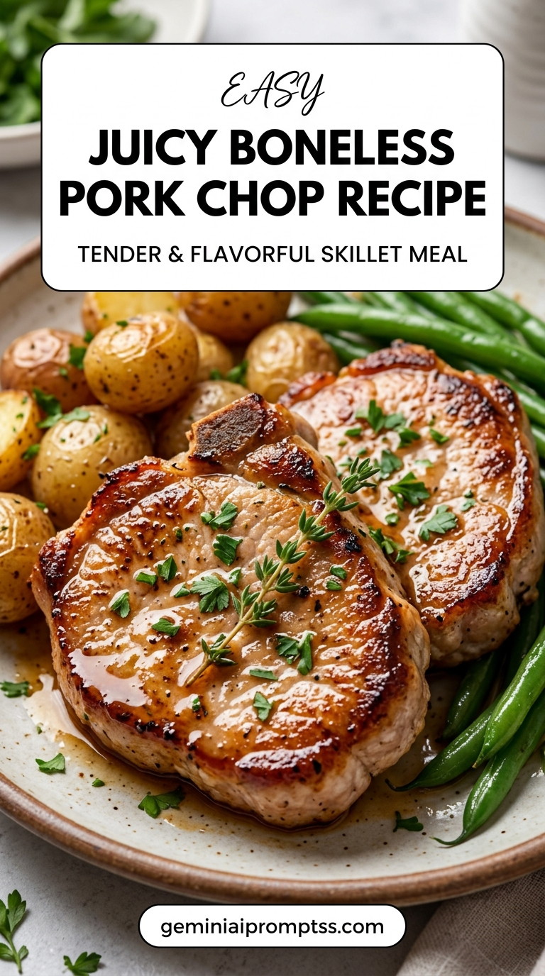 Juicy boneless pork chop recipe with tender pork and flavorful sauce