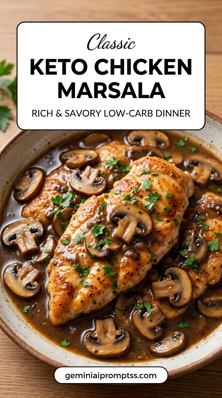 Keto chicken marsala with tender chicken and rich mushroom Marsala sauce