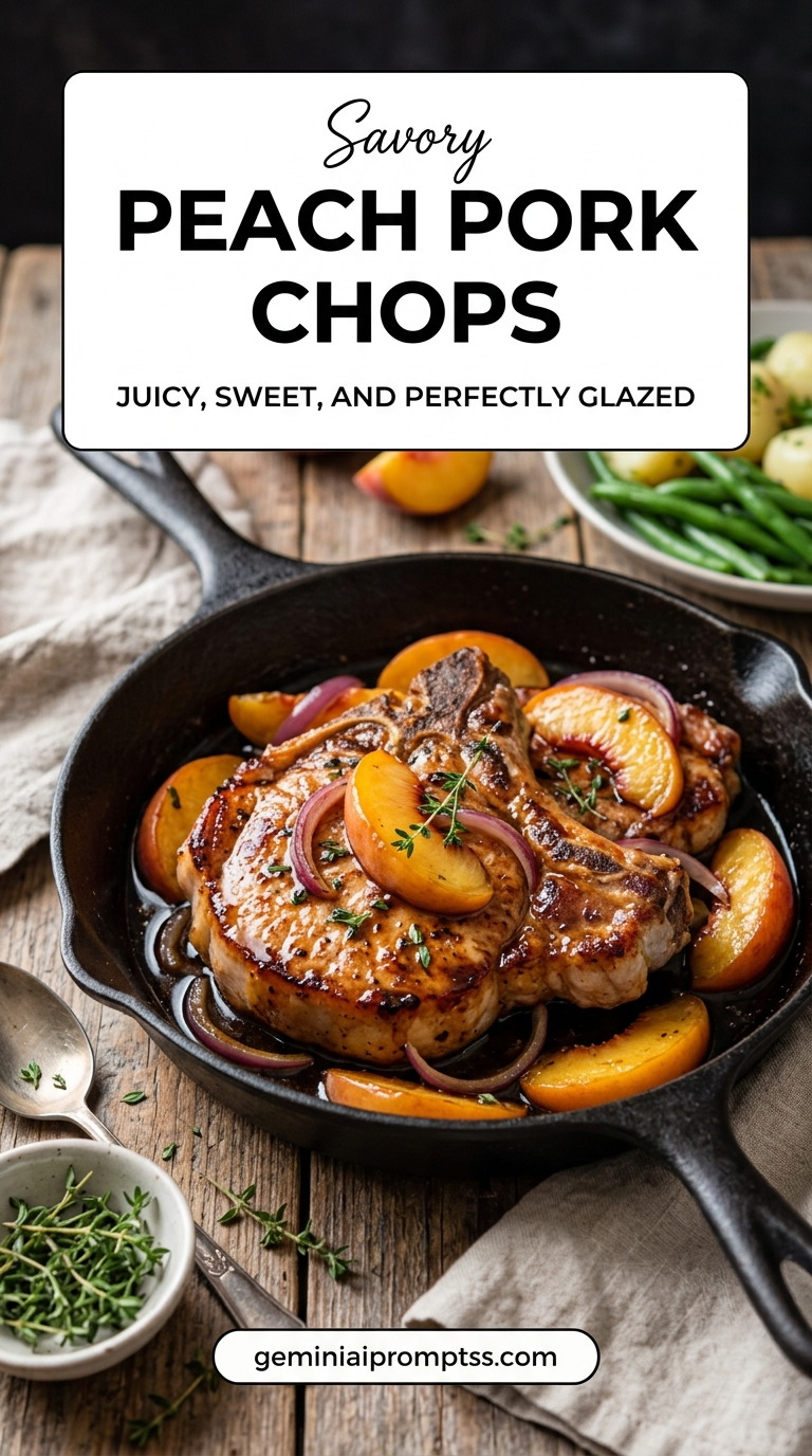 Peach pork chop recipe with tender pork and flavorful sauce