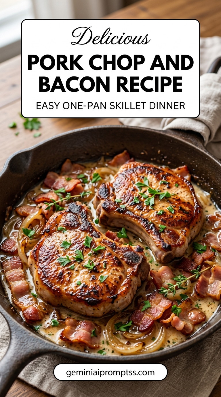 Pork chop and bacon recipe with tender pork and flavorful sauce
