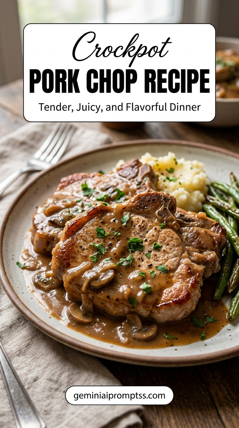 Creamy pork chop recipe crockpot with tender pork and flavorful sauce