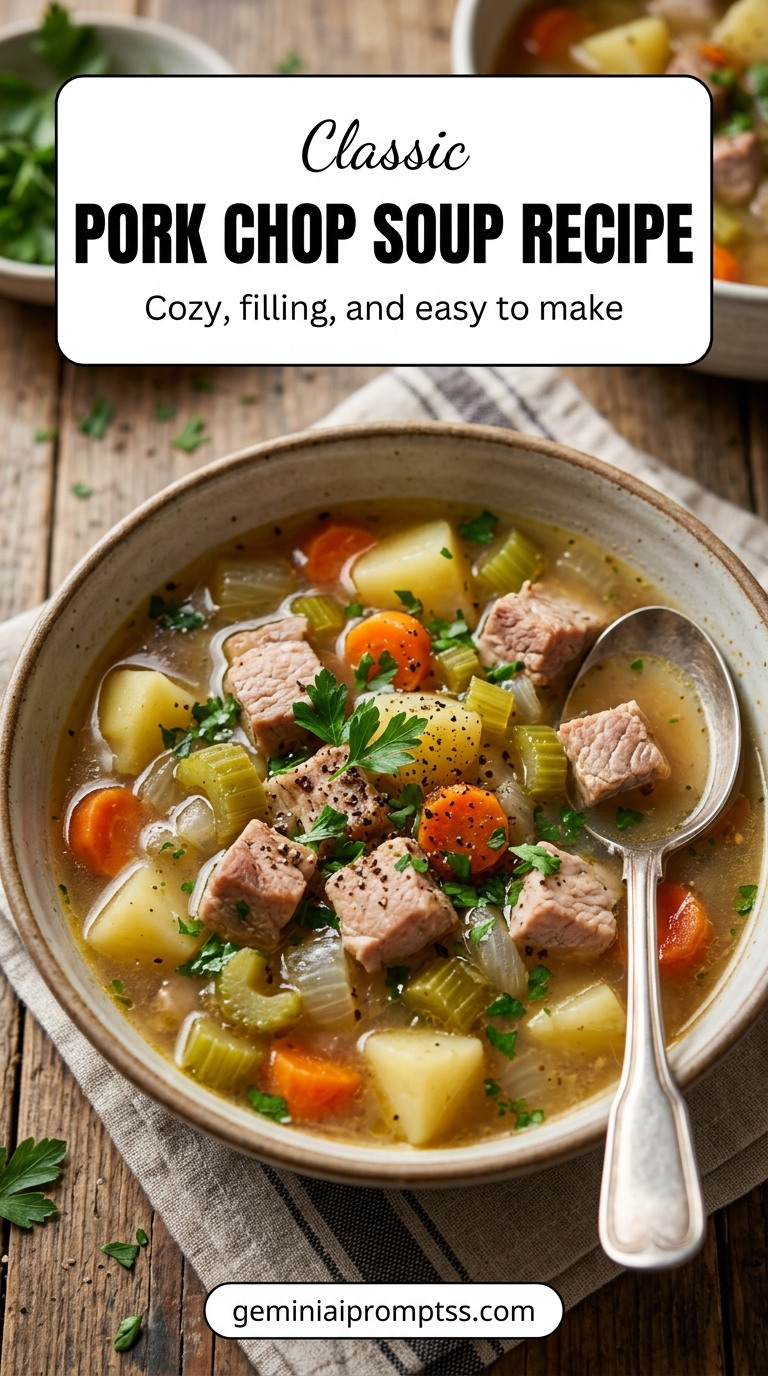 Pork chop soup recipe with tender pork and flavorful sauce