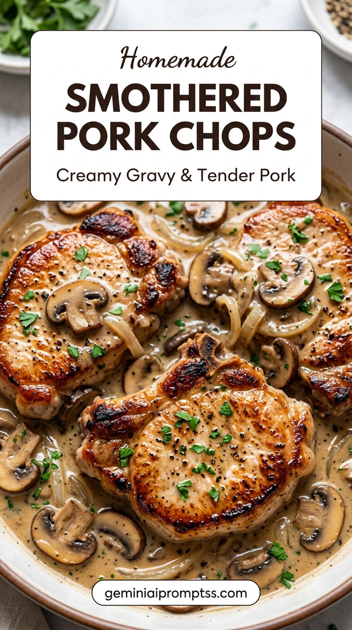 Smothered pork chop recipe with tender pork and flavorful sauce