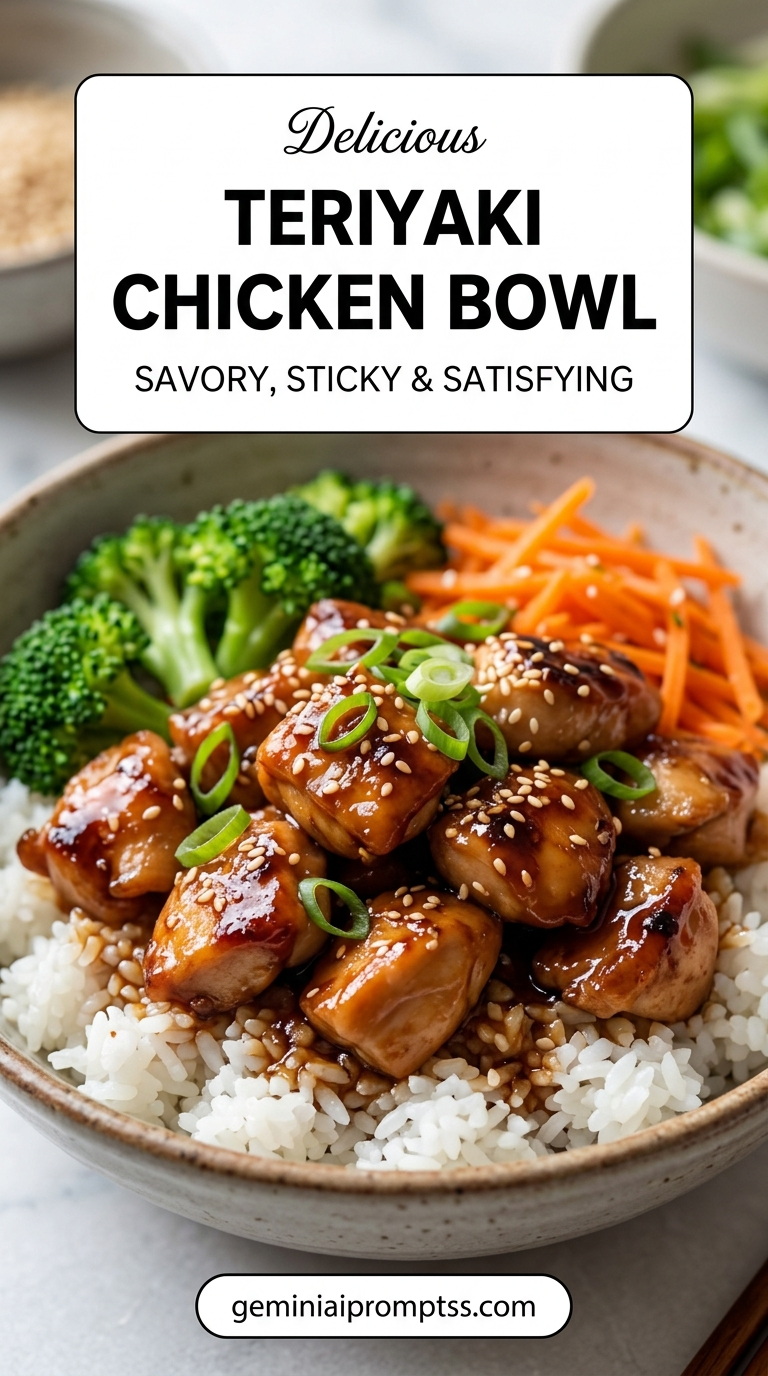 Teriyaki chicken bowl with tender chicken and sweet-savory teriyaki glaze