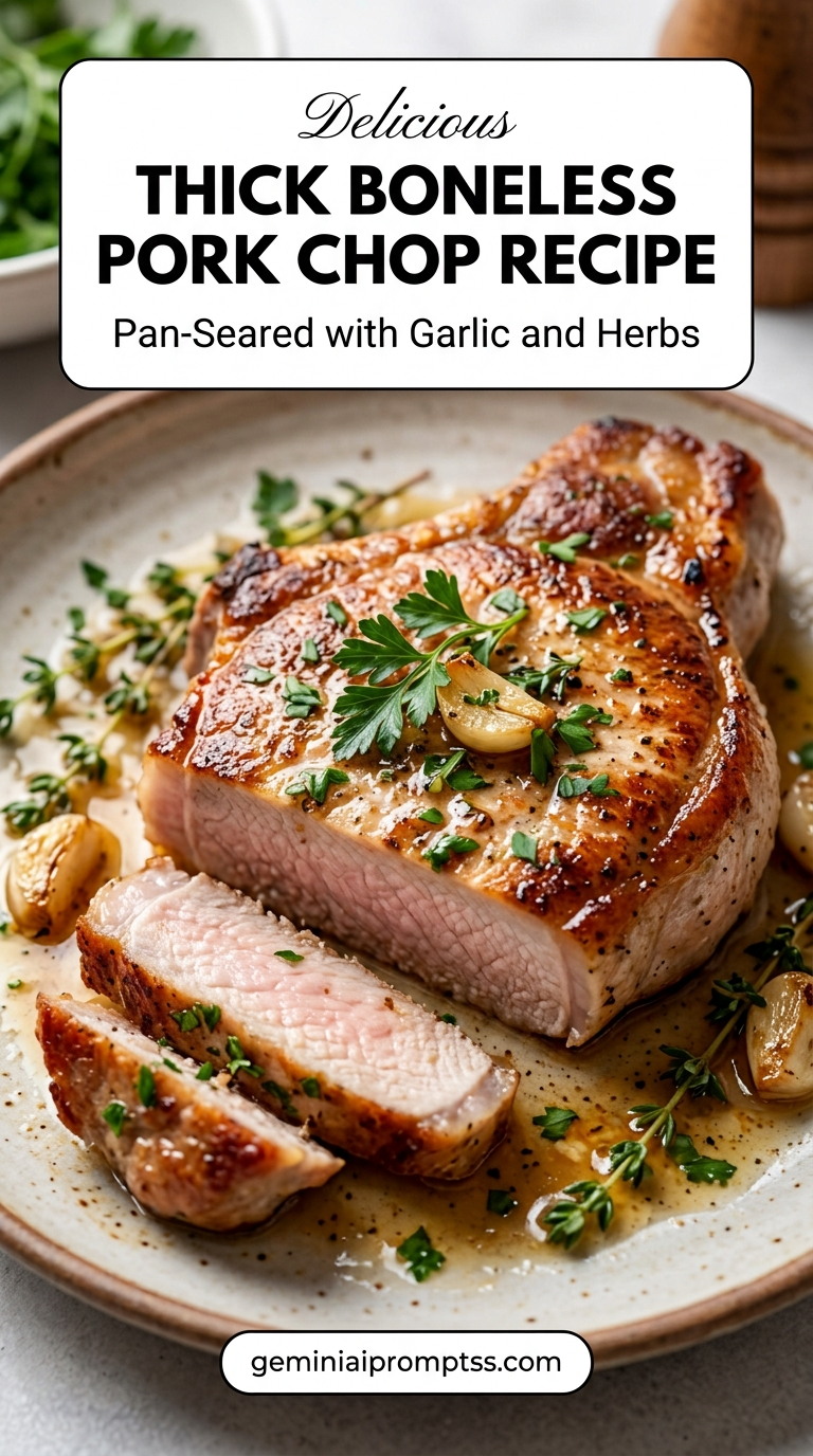 Thick bone-in pork chop recipe with tender pork and flavorful sauce
