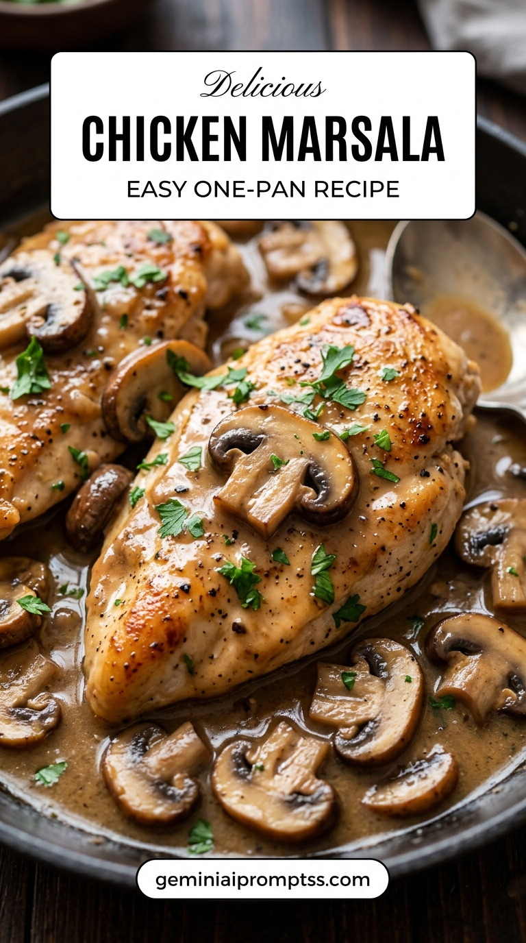 Chicken marsala with tender chicken and rich mushroom Marsala sauce