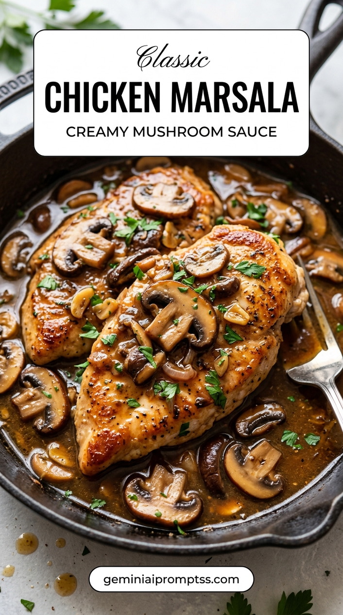 Chicken marsala crockpot with tender chicken and rich mushroom Marsala sauce