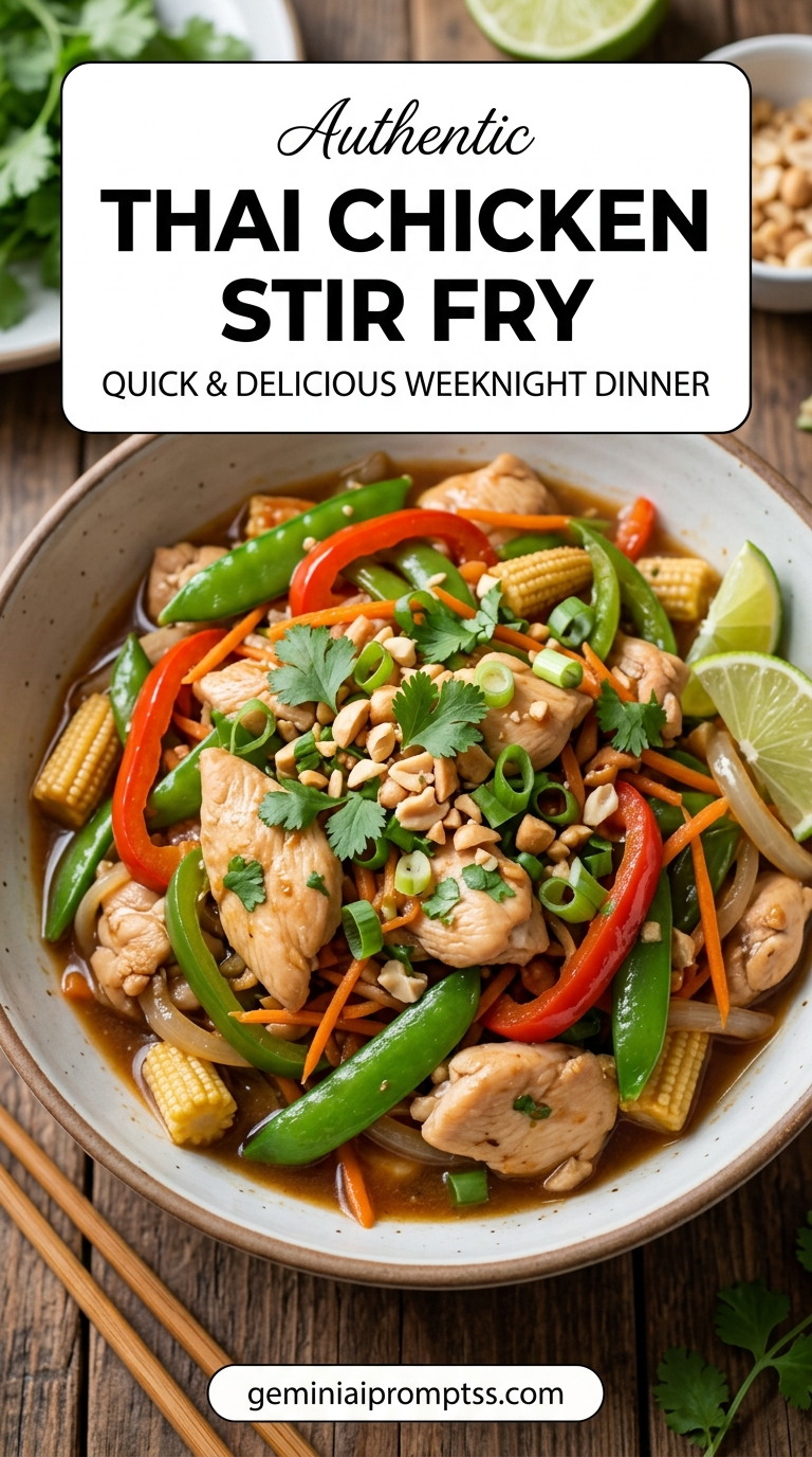 Thai chicken stir fry with tender chicken and glossy stir-fry sauce